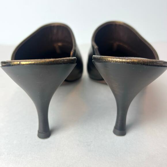 Donald J. Pliner Leather Kitten Heel Pointy Toe Mules Copper Sz 7 - Picture 7 of 12